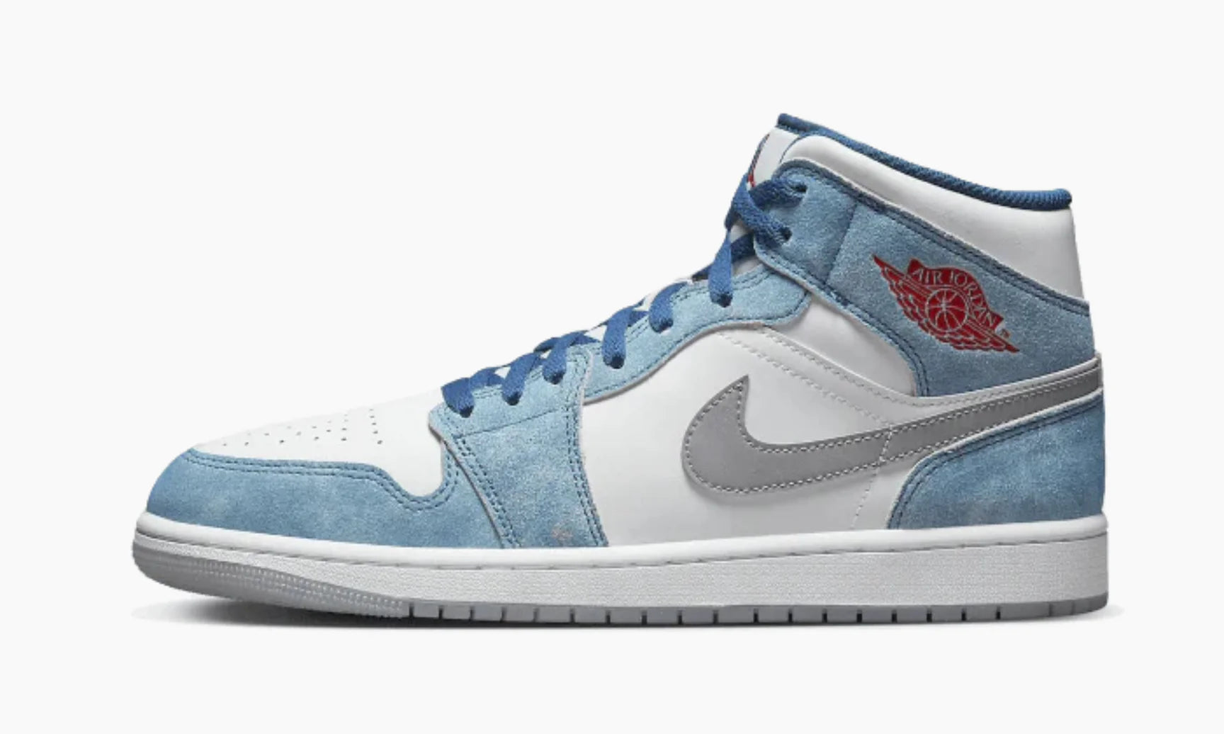 Jordan 1 Mid French Blue Fire Red