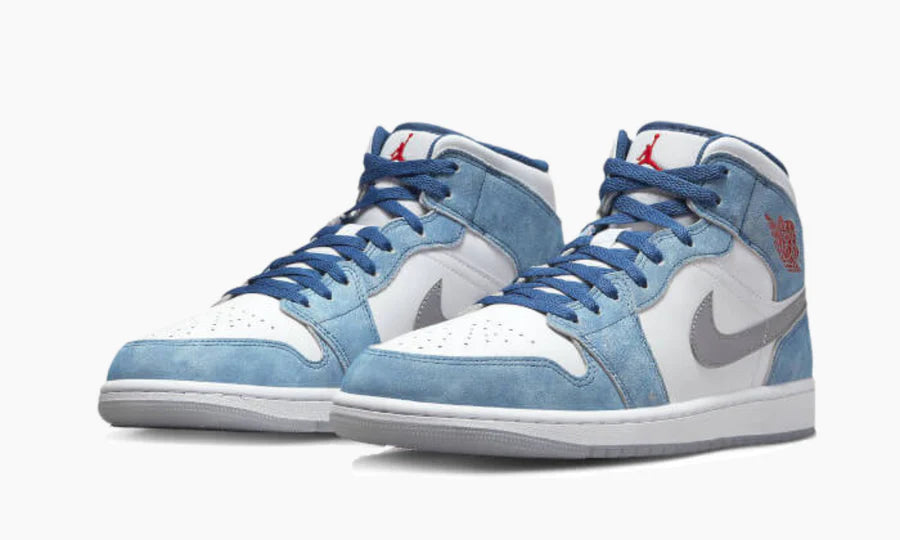 Jordan 1 Mid French Blue Fire Red